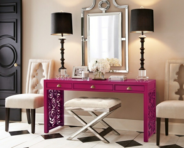 elegant pink console table hallway