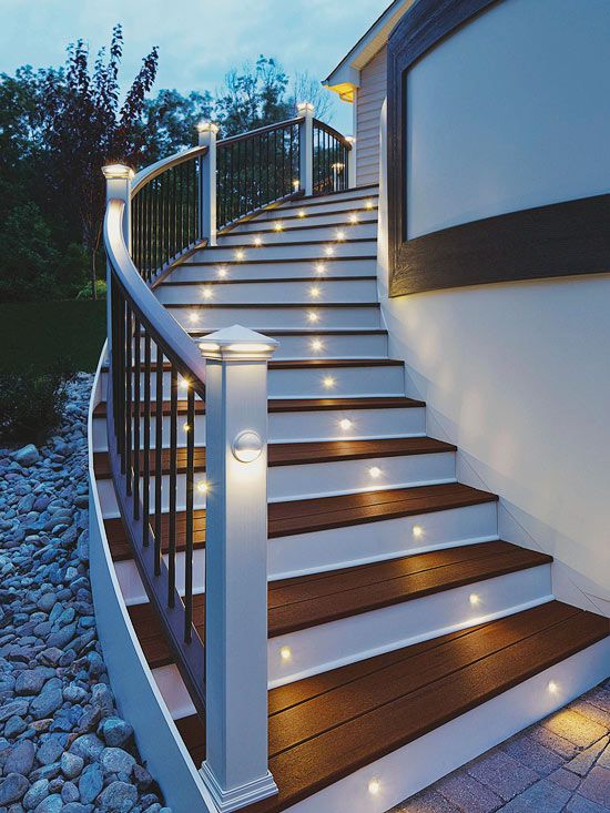 exterior deck design stair lighting exterior