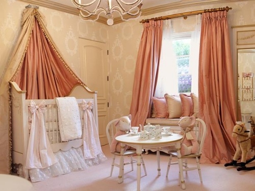 furniture ideas for luxury baby room decoration peach color