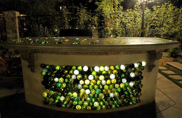 bar idea wine bottles lighting effects