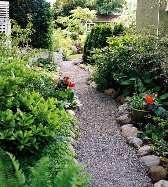 garden gravel paths ideas boulders plants border