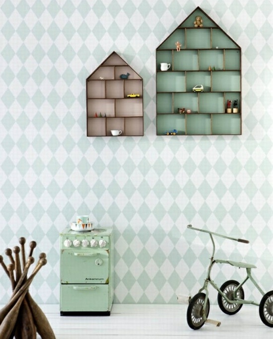 interesting kids room wall colors and shelves