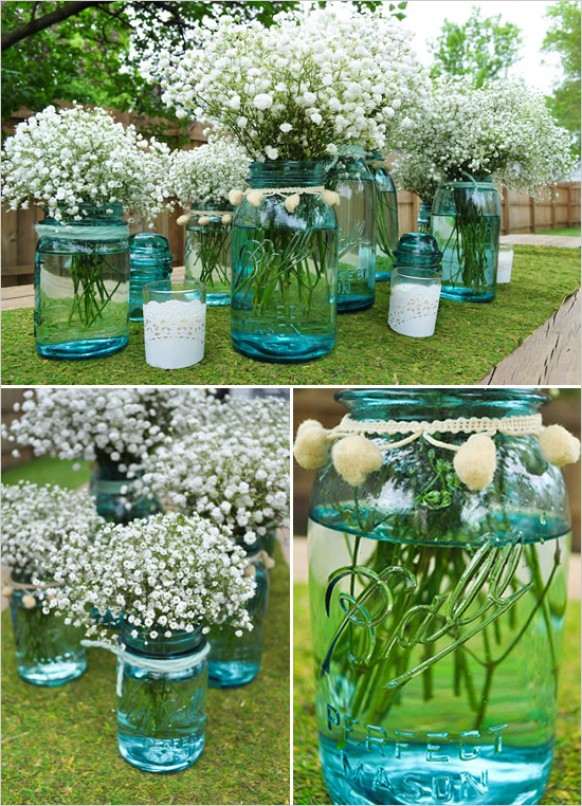 decoration-ideas-bouquet-blue-jars