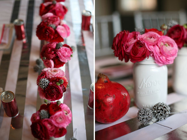 jam jars wedding decoration flowers roses