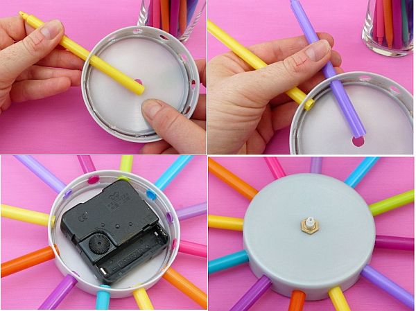 decorating clock from pencils