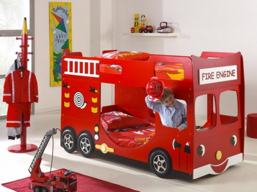 kids fire department car bed