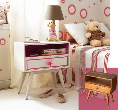 children bedroom furniture bedside table white pink