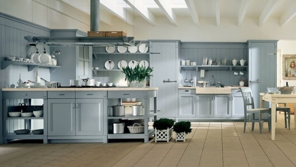 country house light blue cabinets 