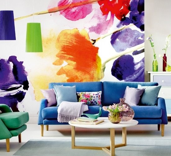 13 creative ideas for living room wall decorating with floral motifs