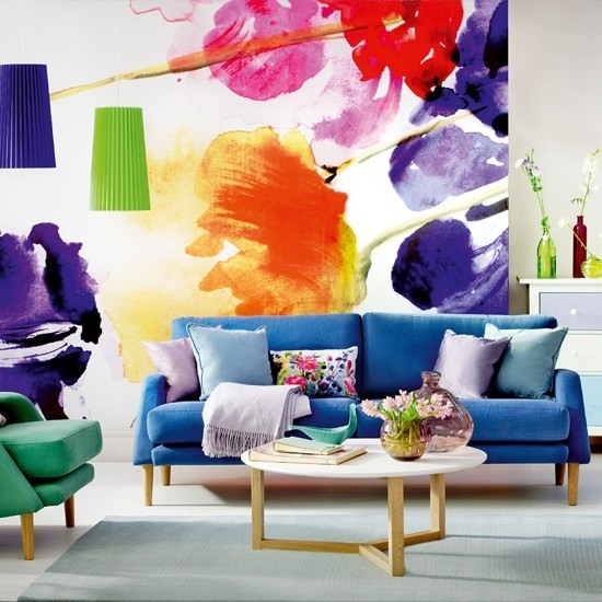 living room wall decorating colorful mix