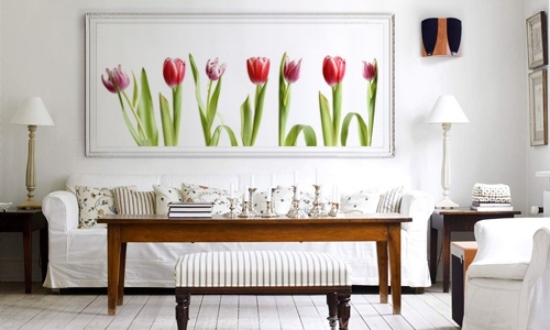 living room wall decorating ideas tulips painting