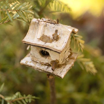 miniature garden bird house decoration
