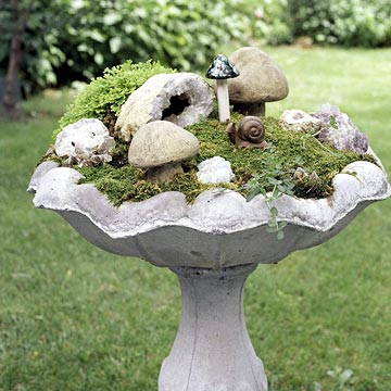 miniature garden sandstone planter snail fungi