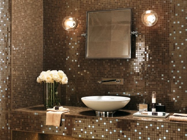 mirror tiles brown mosaic tiles 