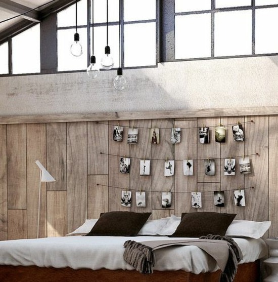 modern bedroom photo wall bed headboard rustic style
