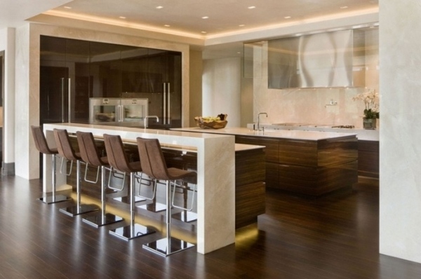 modern kitchen beige marble wooden fronts