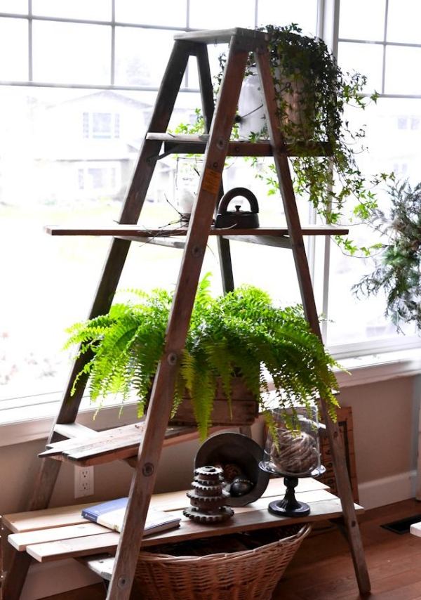 wooden ladder decoration for home use shelves flower stand