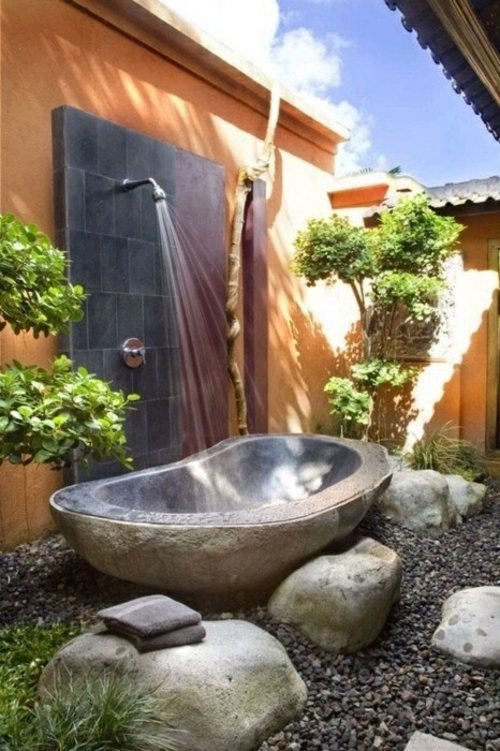 outdoor shower with tub garden design ideas