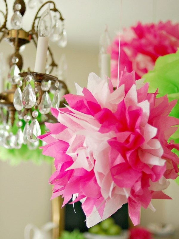pompoms tissue paper craft spring decorating idea