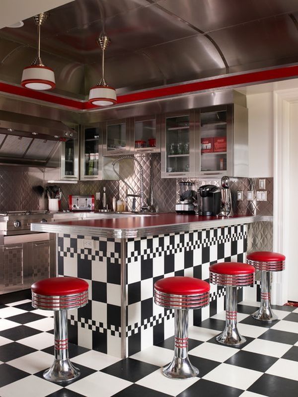 retro-kitchen-black white red racing theme
