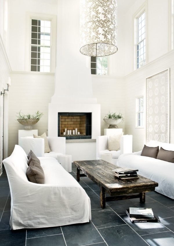 rustic white living room interior design