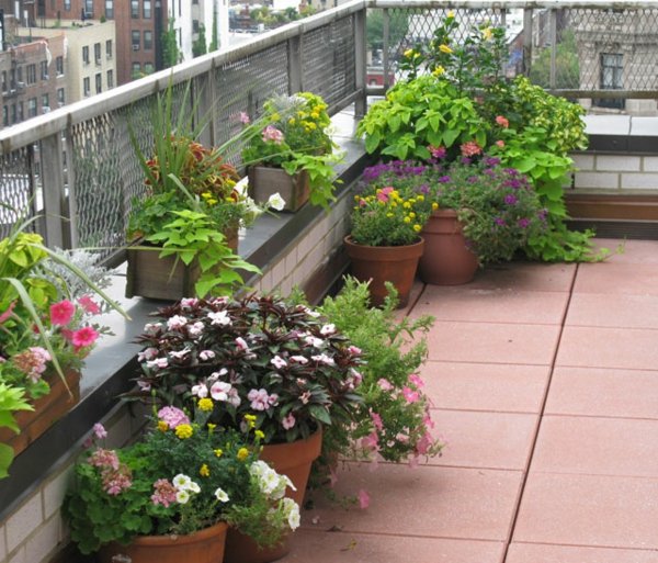 small balcony planters metal railing decoration ideas