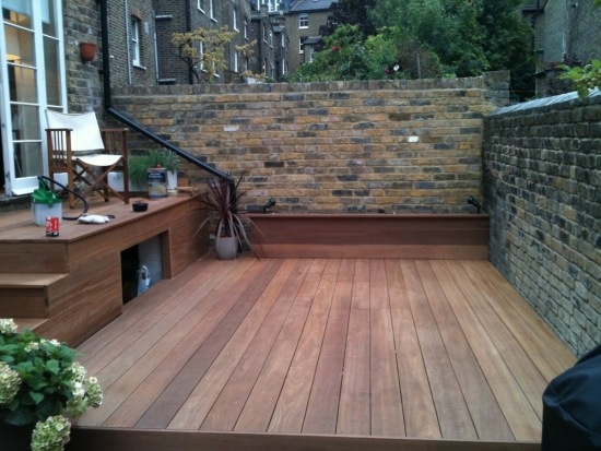 small patio ideas-bangkirai-wood-deck