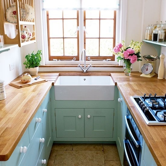 small sky blue cupboards country style