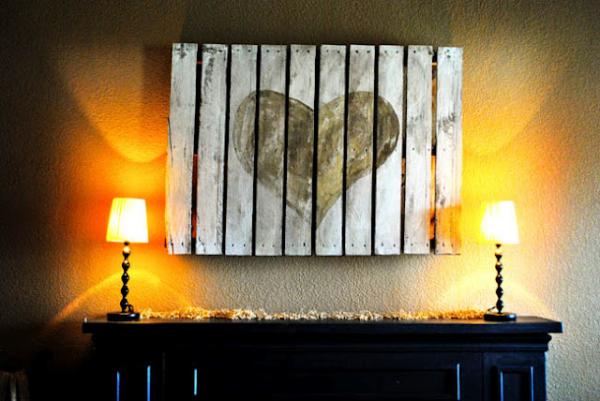 wall decoration from wooden pallets upcycled interior items heart