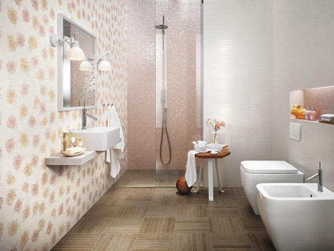 wall tiles bathroom bright colors pink flowers atlas concorde