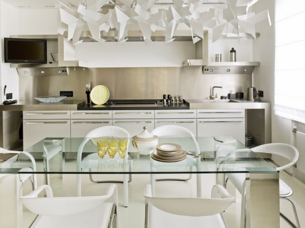 white modern kitchen design stainless steel backsplash