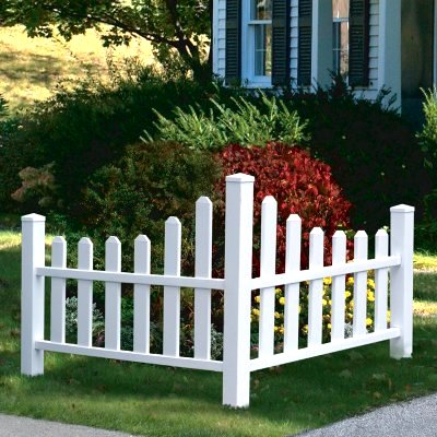 white picket fence garden corner wooden fence
