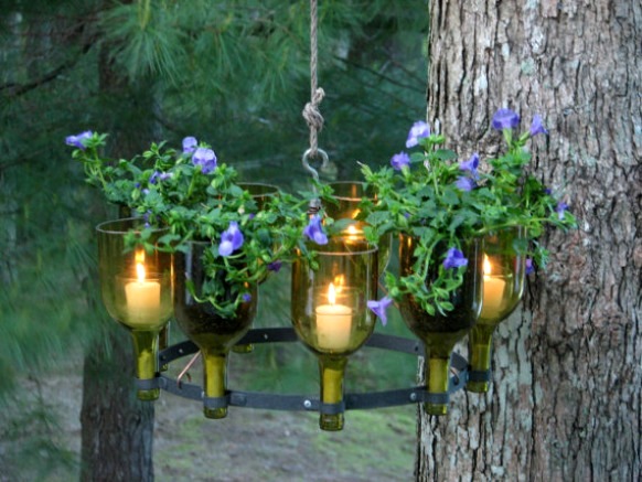 bottles garden candle chandelier
