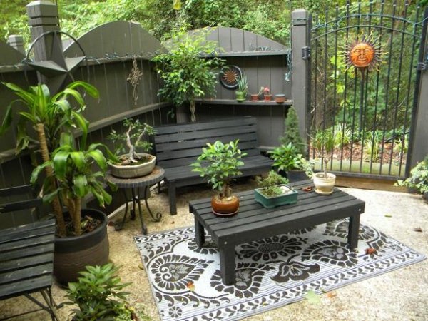 wooden outdoor furniture black carpet for patio