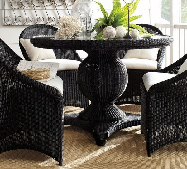 Balcony dining four persons table black color