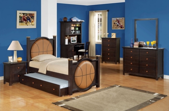 Basketball room furniture brown blue