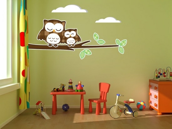 Colorful wall sticker nursery birds