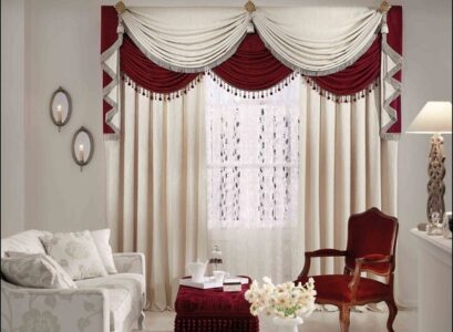 Curtains-for-living-room-ideas-white-red-valance-curtains