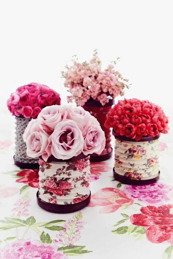 DIY ideas spring wedding decoration cans paper flowers