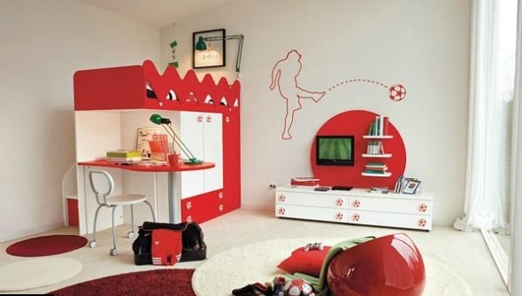 Design ideas children room soccer red white