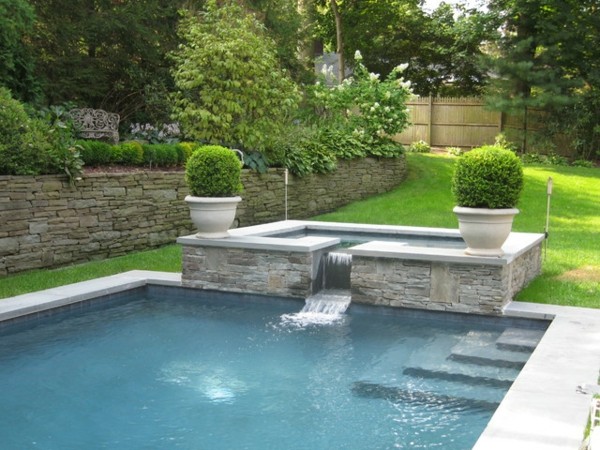 Garden swimming pool spa area
