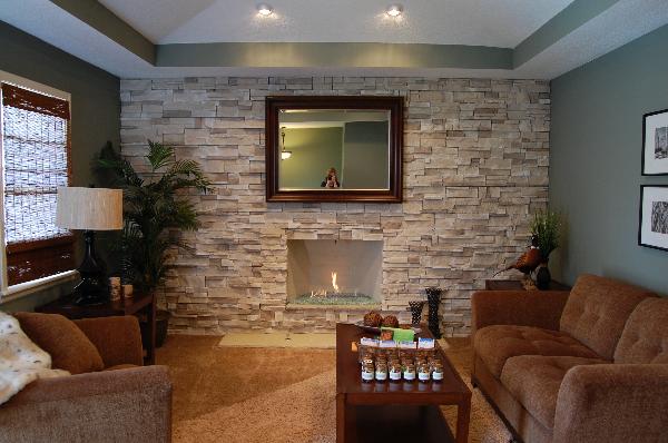 Gas fireplace stone contemporary interior design
