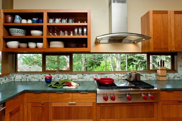 design slab countertops wooden cabinets