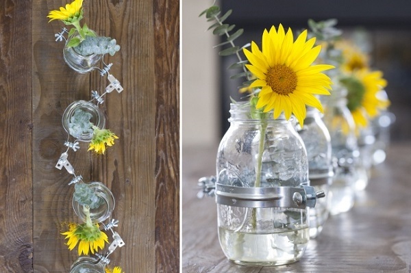 Mason jar flower vase centerpiece DIY ideas