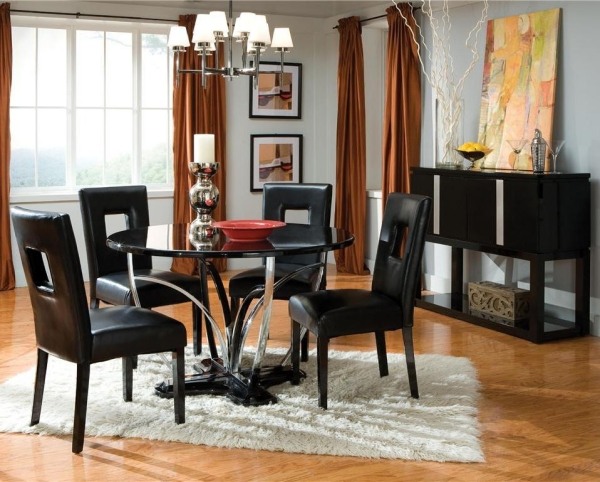 Modern furniture black chairs and table 