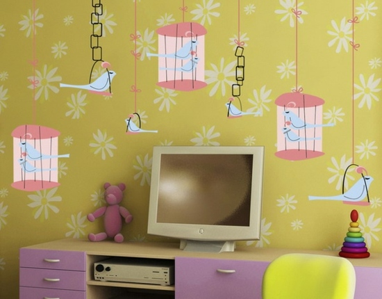 Nursery wallpaper decoration ideas birds