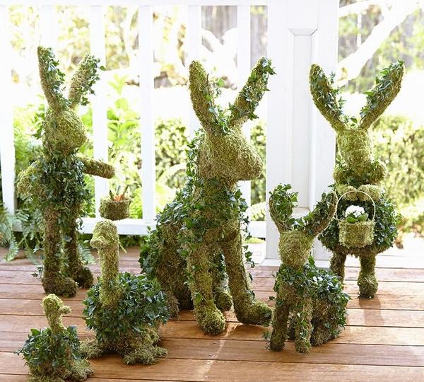 Spring decorating ideas easter bunnies chicken grass tips