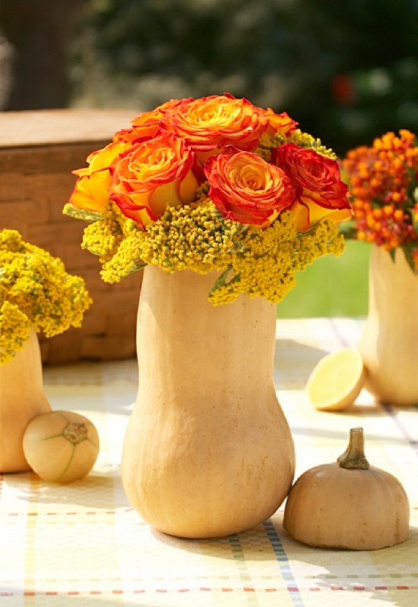 decoration idea Autumn garden pumpkin vase