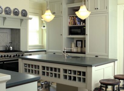 Traditional-white-kitchen-modern-slate-countertops-black-white-floor-tiles