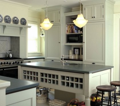 Traditional-white-kitchen-modern-slate-countertops-black-white-floor-tiles